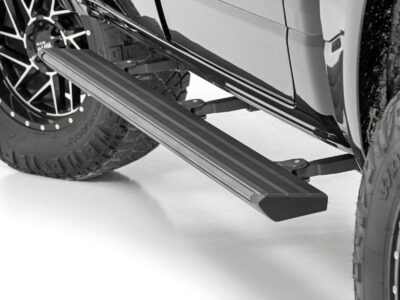 Ram DT Electric Side Steps is automatically fold out when you open your car door or unlock using your key fob. When you are in the vehicle or you park the vehicle, they fold back under the truck.