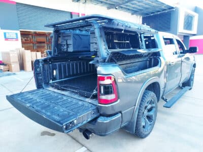 Bed Rack System With 2 x Tool Boxes and Top Platform Fit Ram 1500 DS with RamBox